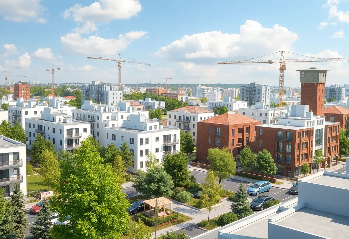 Modern housing construction in California promoting sustainable development