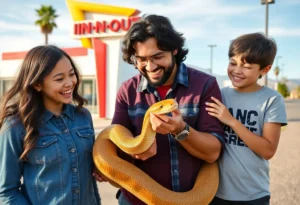 Family reunited with pet snake in California.