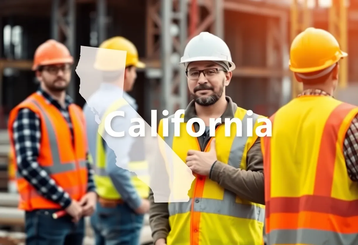 Construction workers adhering to safety guidelines in California