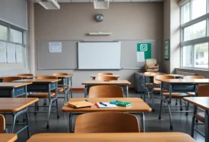 Empty classroom representing chronic absenteeism