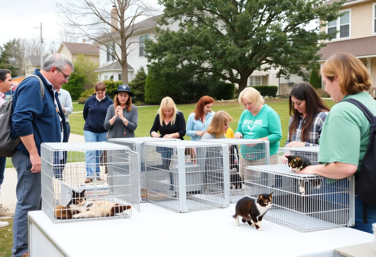 Volunteers working on a feral cat rescue project in Costa Mesa