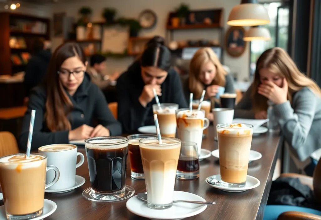 Students enjoying coffee in a Costa Mesa coffee shop