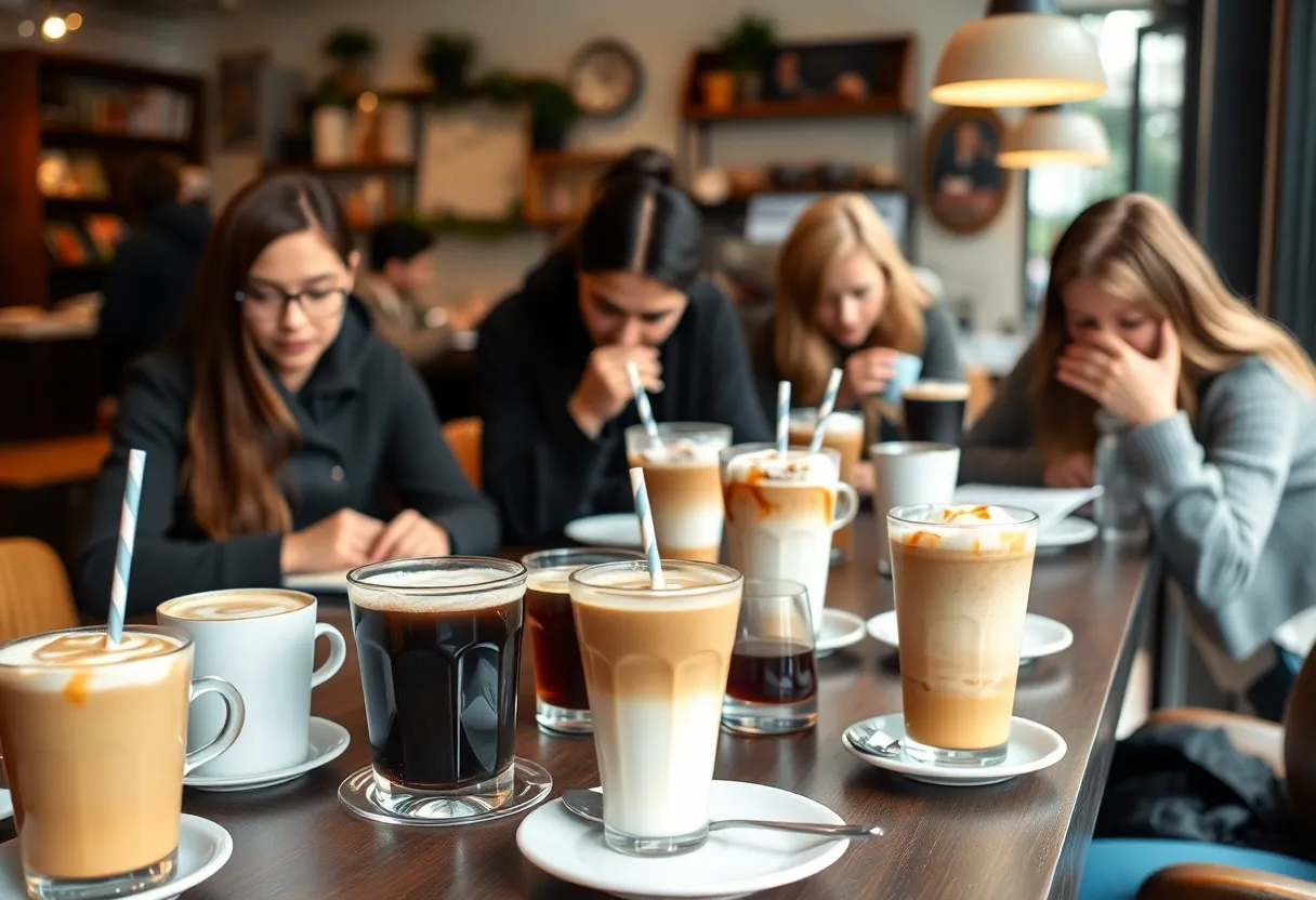 Students enjoying coffee in a Costa Mesa coffee shop