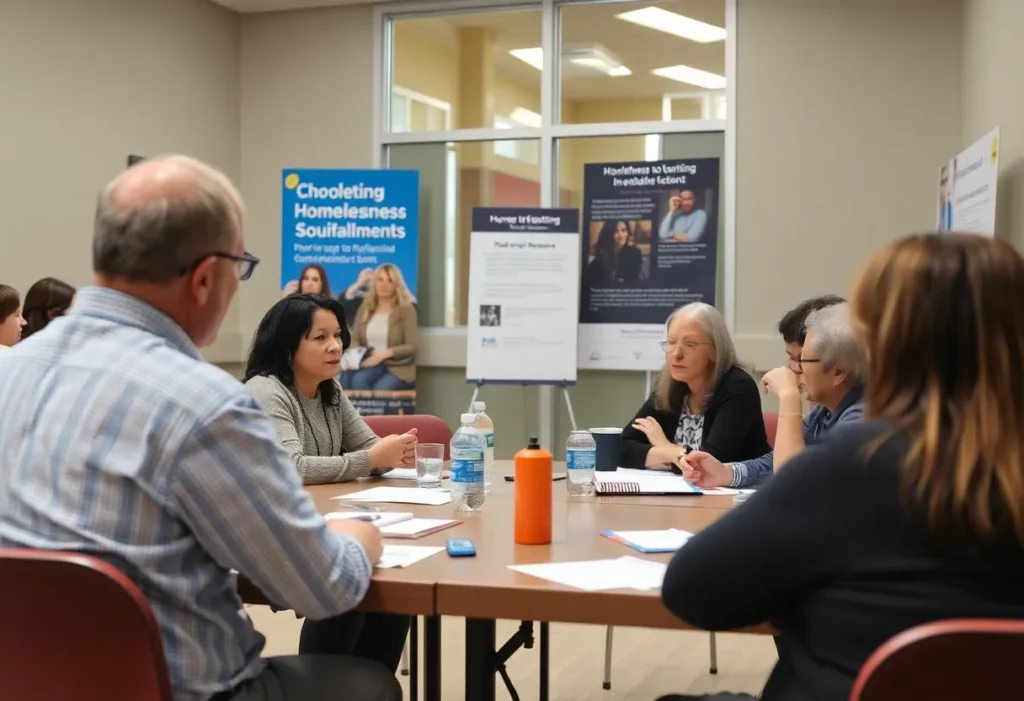 Residents attending a town hall meeting about homelessness in Costa Mesa.