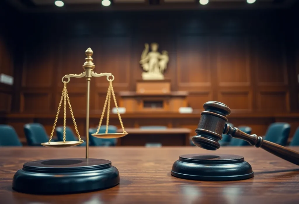 Courtroom scene signifying justice for sexual assault victims.