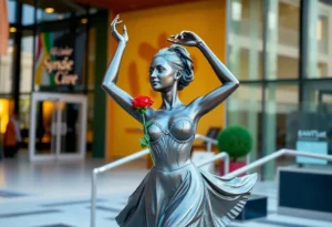 Bronze sculpture of a ballerina at Segerstrom Center