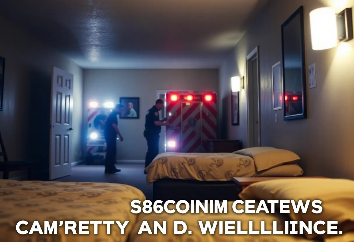 Emergency responders in a motel room scene.