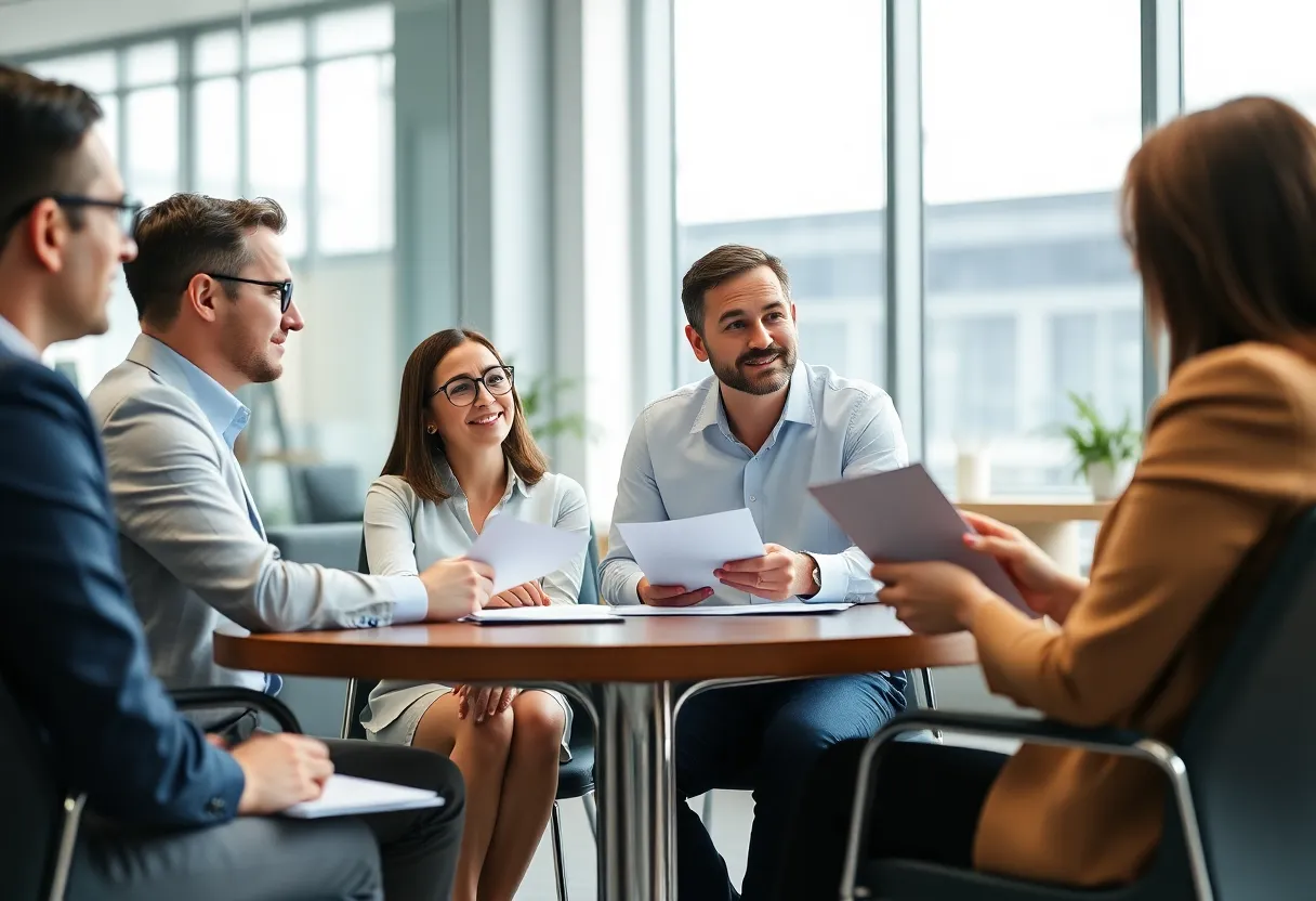 Professionals collaborating on financial strategies for businesses