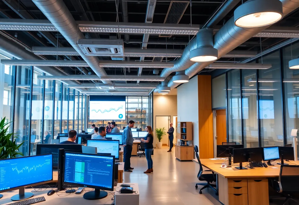 Interior of GEICO's new Palo Alto office focusing on technology and innovation.
