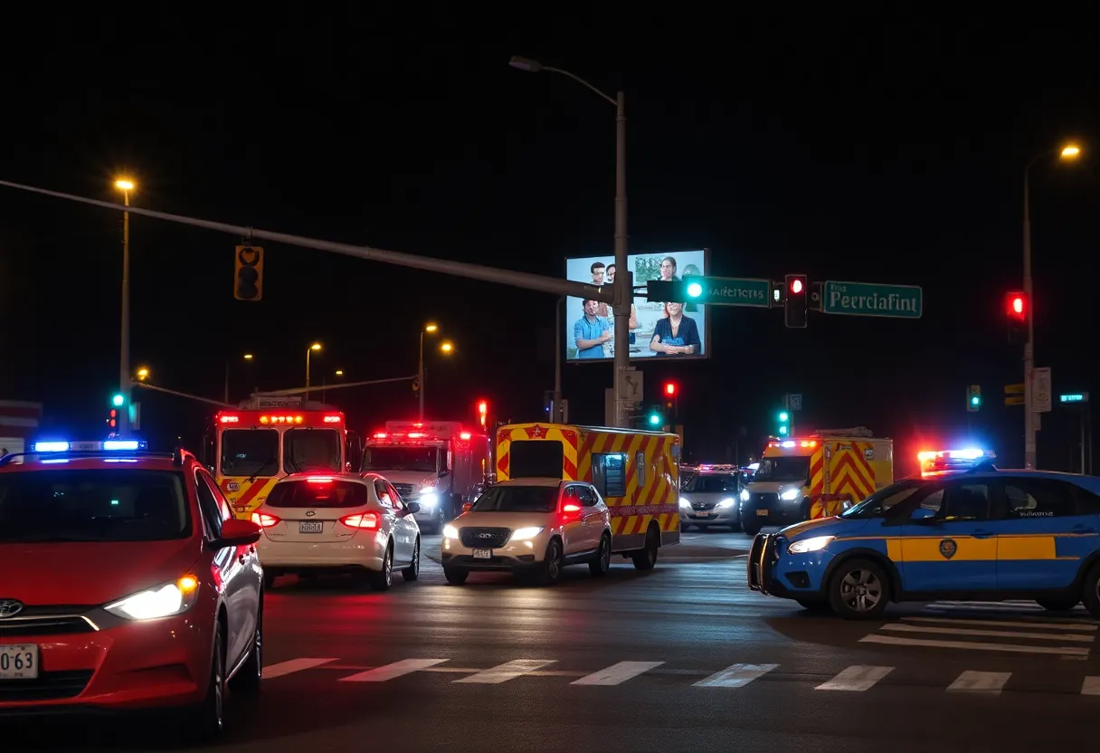 Emergency responders at the scene of a hit-and-run incident in Newport Beach