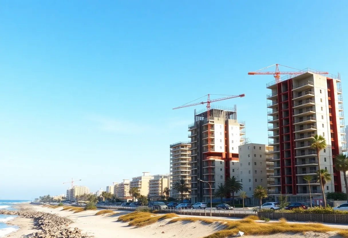 Construction site for housing development in Huntington Beach, California