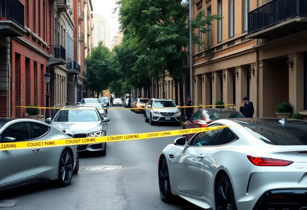 Scene of a robbery in an upscale urban area