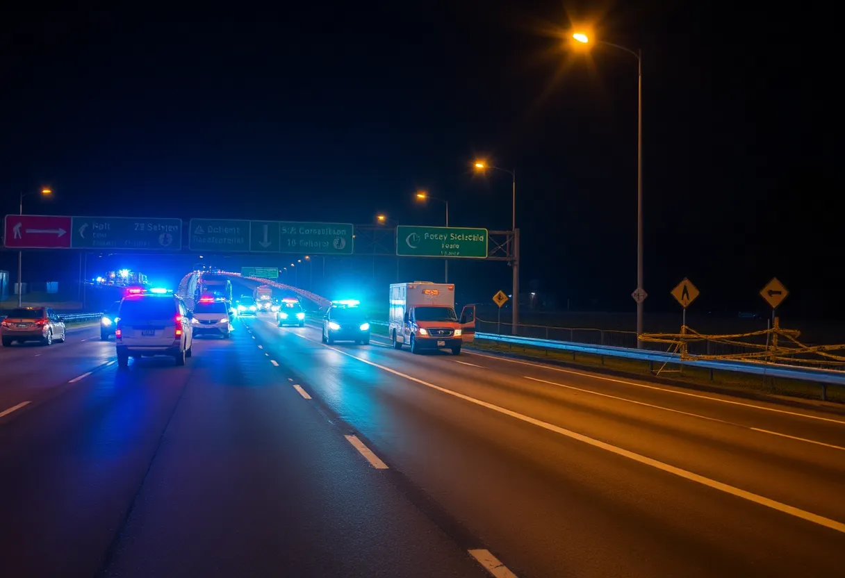 Emergency response at a freeway collision site in Irvine
