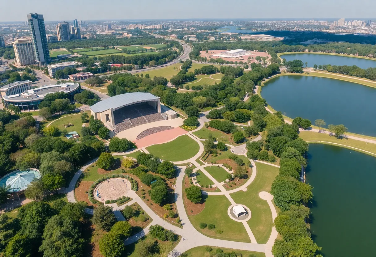 Aerial view of Irvine's Great Park under development