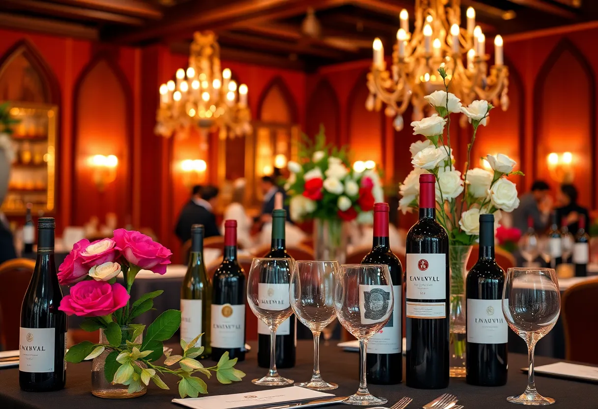 Elegant wine tasting display at the Keep the Promise benefit event