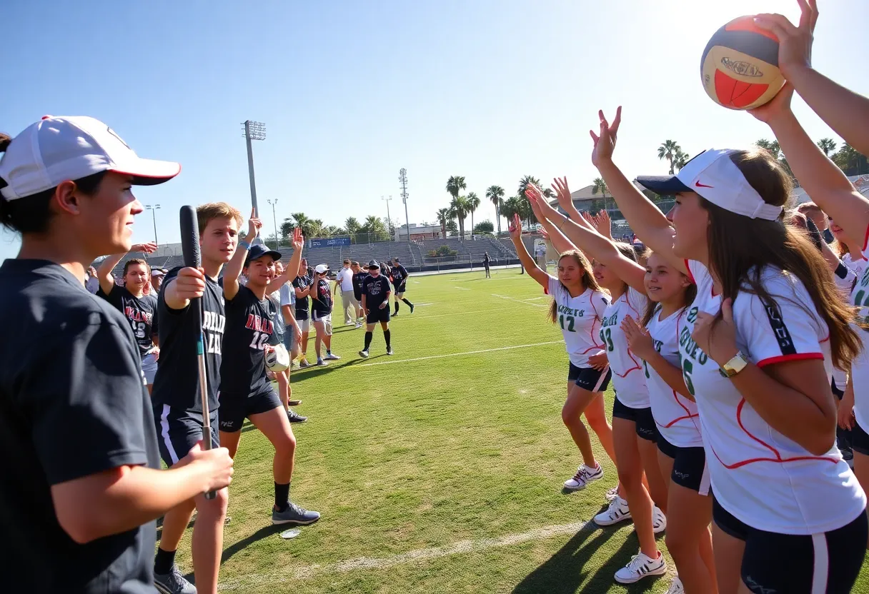 High school athletes competing in various sports in Santa Ana.