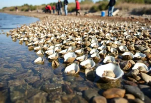 Volunteers working on native oyster restoration along the coast