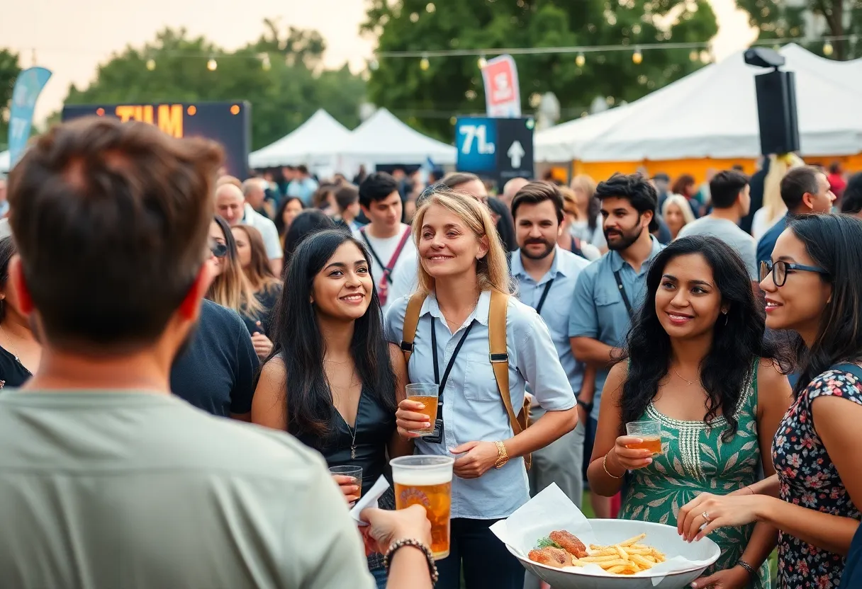Attendees at Newport Beach Film Festival enjoying films and food