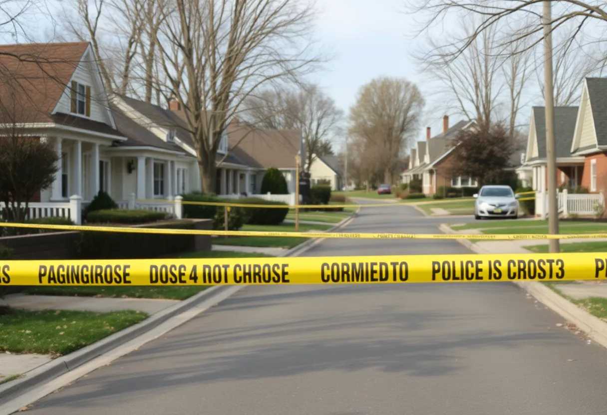 Police tape marks a neighborhood scene in Newport Beach where a tragedy occurred.