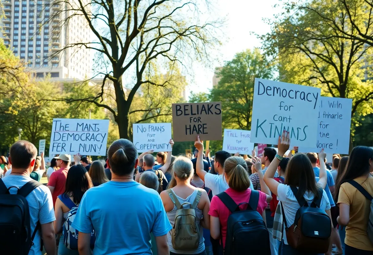 Diverse crowd at No Kings gatherings promoting peace and democracy