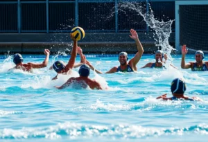 OCC men's water polo team competing during a match