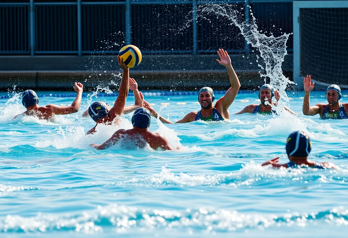 OCC men's water polo team competing during a match