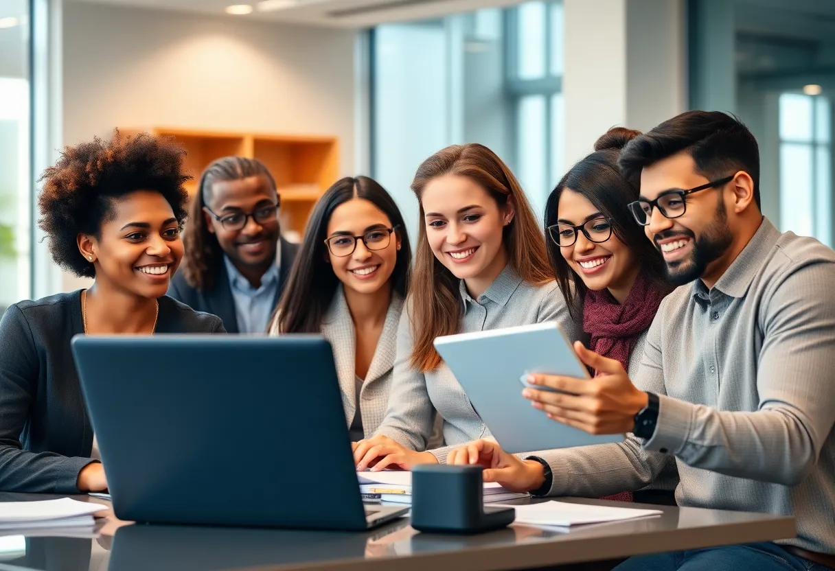 Diverse students participating in an online MBA program.
