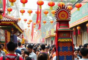 Explore Colorful decorations and community participation at Orange County cultural festival