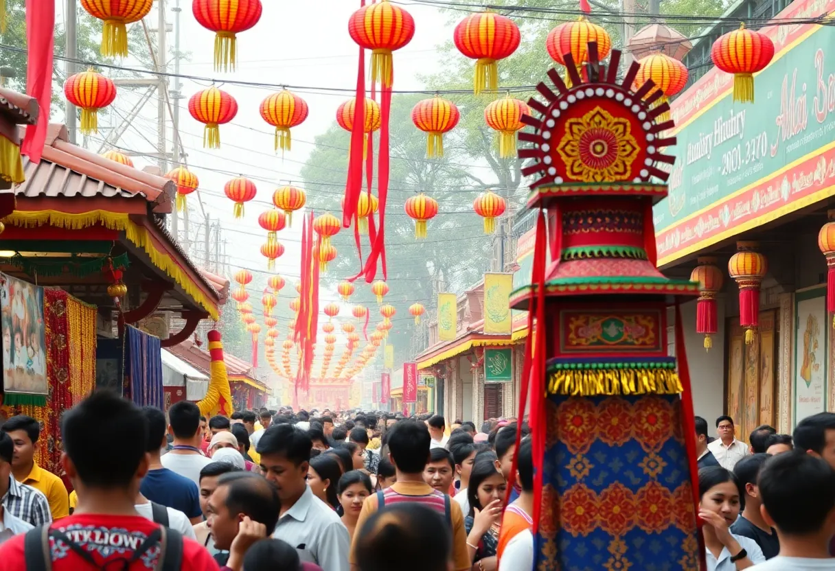 Colorful decorations and community participation at Orange County cultural festival