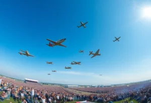 Aerial performers at the Pacific Airshow displaying civilian and historical aircraft.