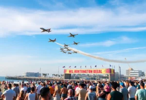 Aerial performance at the Pacific Airshow over Huntington Beach