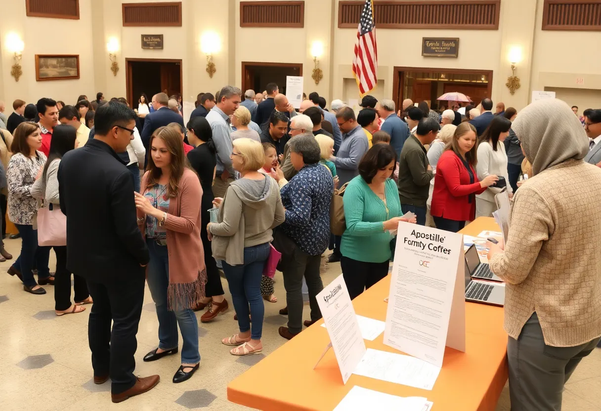 Residents acquiring apostille services at Santa Ana pop-up shop