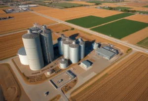 Jobs Costa Mesa California Area Aerial view of Spreckels Sugar Co. plant amidst sugar beet fields in Brawley.