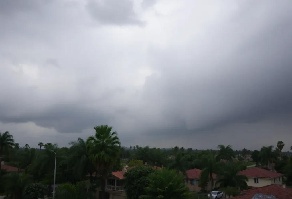 Dark storm clouds during severe weather in Orange County