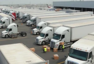 Trucking terminal in San Diego with activity