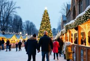 Families enjoying Winter Fest OC with holiday lights and activities.